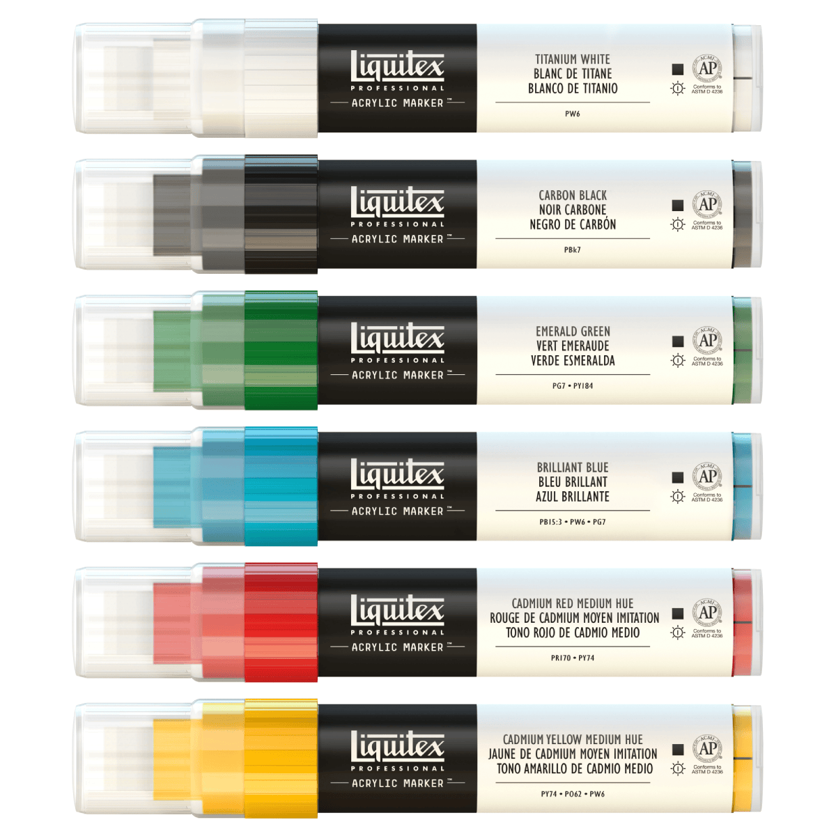 Liquitex Paint Marker Set Liquitex - Professional Acrylic Markers - 15mm Tip - Classics - Set of 6
