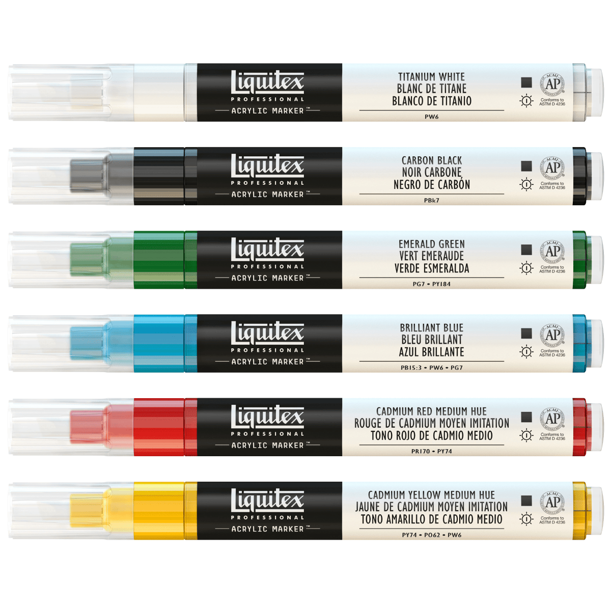 Liquitex Paint Marker Set Liquitex - Professional Acrylic Markers - 2mm Tip - Classics - Set of 6