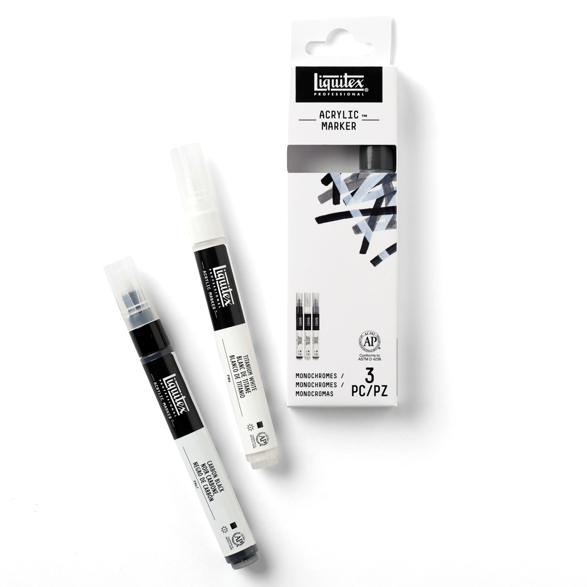 Liquitex Paint Marker Set Liquitex - Professional Acrylic Markers - 2mm Tip - Monochromes - Set of 3