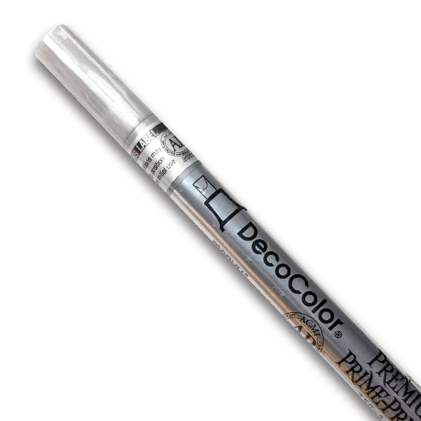 Marvy Metallic Marker Silver DecoColor - Premium Metallic Markers - Leafing Tip