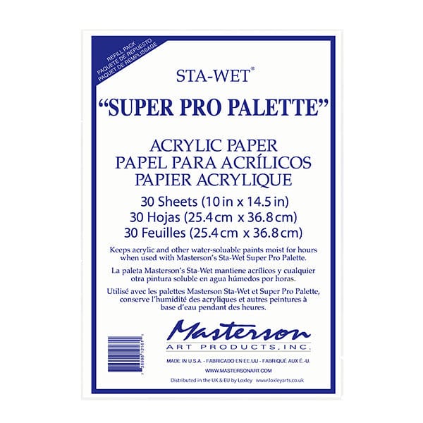 Masterson Palette - Paper Refill Masterson Sta-Wet - Super Pro Palette - 10x14.5" Paper - 30 Sheet Pack