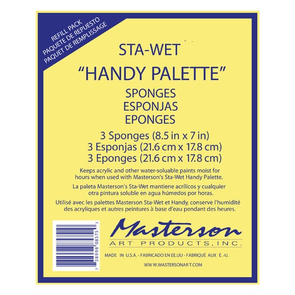 Masterson Palette - Sponge Refill Masterson Sta-Wet - Handy Palette - 7x8.5" Sponge - 3 Pack