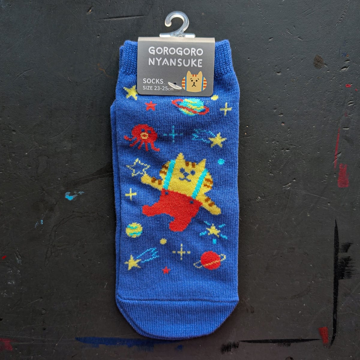 Mind Wave Novelty Gorogoro Nyansuke / Blue - Space Cat Mind Wave - Ankle Socks