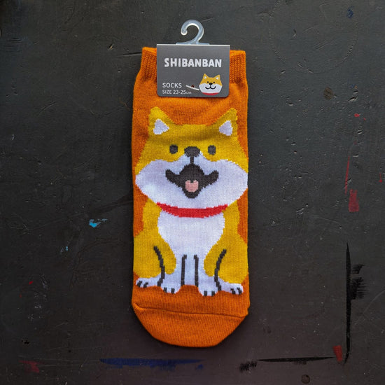 Mind Wave Novelty Shibanban / Orange - Happy Shiba Mind Wave - Ankle Socks