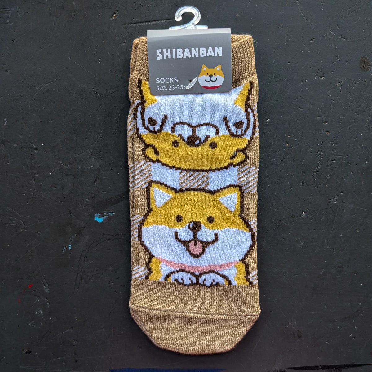 Mind Wave Novelty Shibanban / Tan - Double Shiba Mind Wave - Ankle Socks