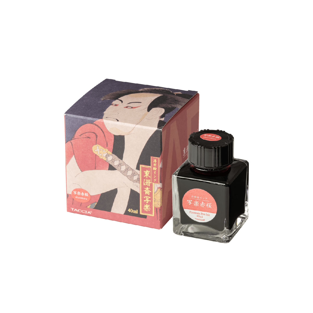Nakabayashi Fountain Pen Ink Akasakura - Red Cherry Blossom Nakabayashi - Taccia - Ukiyo-e Fountain Pen Ink - 40mL Bottles - Sharaku Series