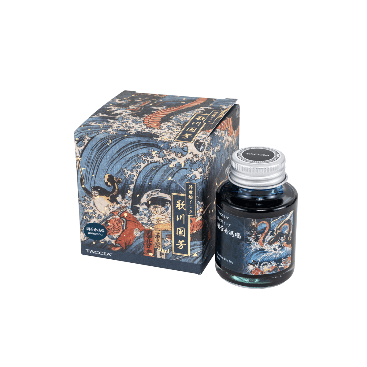 Nakabayashi Fountain Pen Ink Aomenou - Blue Agate Nakabayashi - Taccia - Ukiyo-e Fountain Pen Ink - 40mL Bottles - Kuniyoshi Series