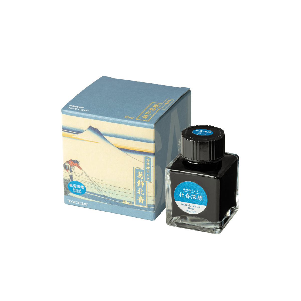 Nakabayashi Fountain Pen Ink Fukaki Hanada -  Deep Blue Nakabayashi - Taccia - Ukiyo-e Fountain Pen Ink - 40mL Bottles - Hokusai Series