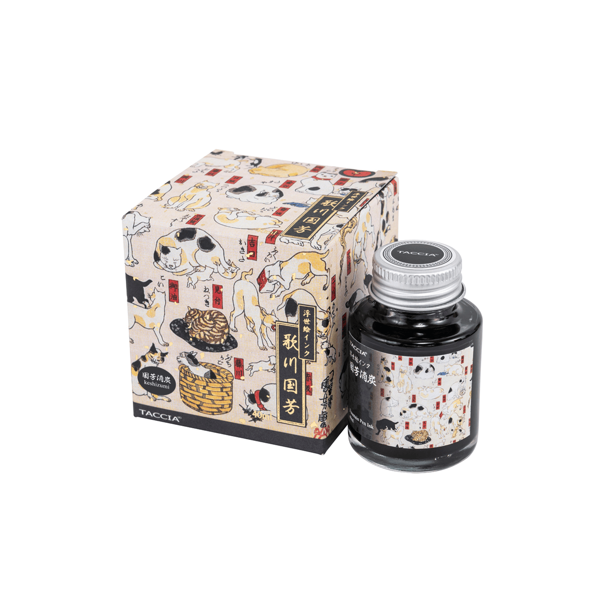 Nakabayashi Fountain Pen Ink Keshizumi - Charcoal Black Nakabayashi - Taccia - Ukiyo-e Fountain Pen Ink - 40mL Bottles - Kuniyoshi Series