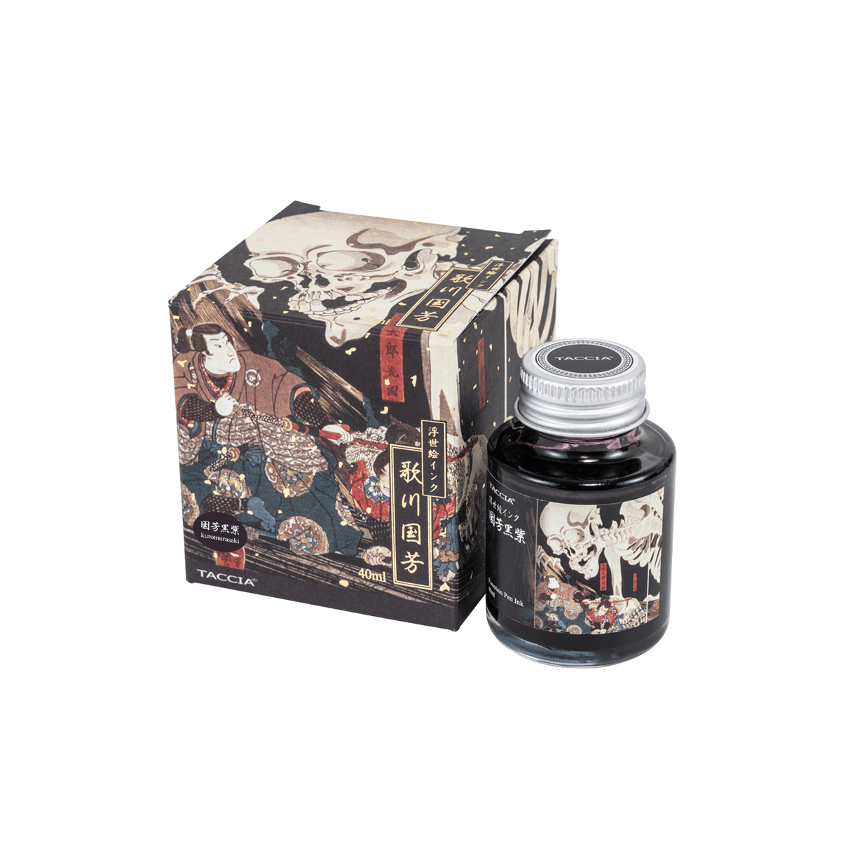 Nakabayashi Fountain Pen Ink Kokushi - Black Purple Nakabayashi - Taccia - Ukiyo-e Fountain Pen Ink - 40mL Bottles - Kuniyoshi Series