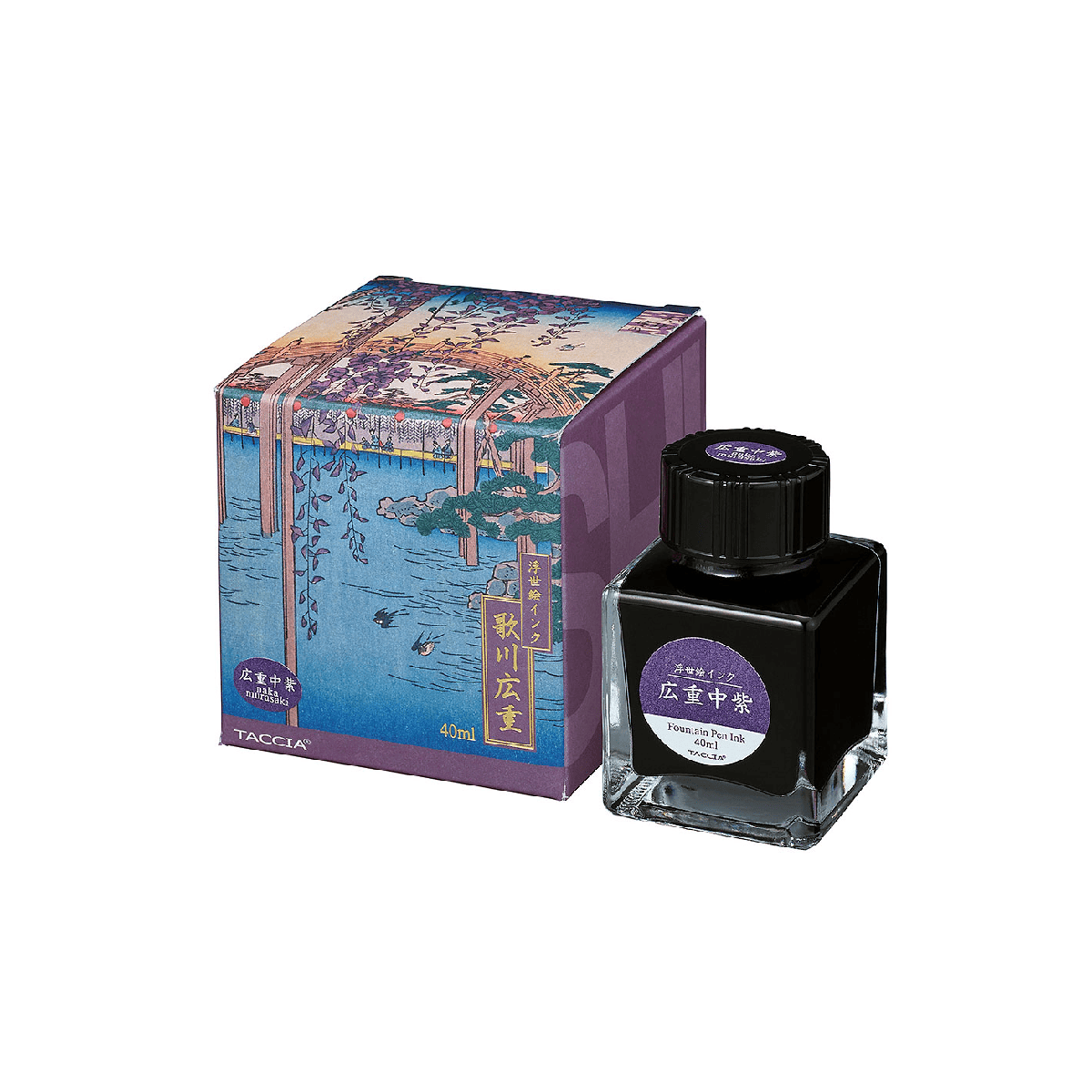 Nakabayashi Fountain Pen Ink Naka Murasaki - Medium Purple Nakabayashi - Taccia - Ukiyo-e Fountain Pen Ink - 40mL Bottles - Hiroshige Series
