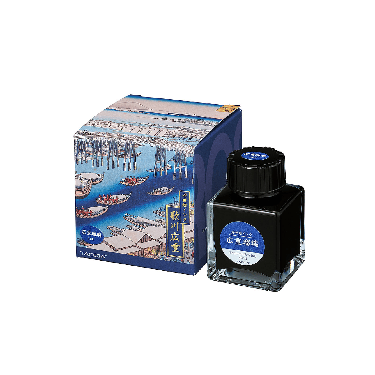 Nakabayashi Fountain Pen Ink Ruri - Lapis Lazuli Nakabayashi - Taccia - Ukiyo-e Fountain Pen Ink - 40mL Bottles - Hiroshige Series