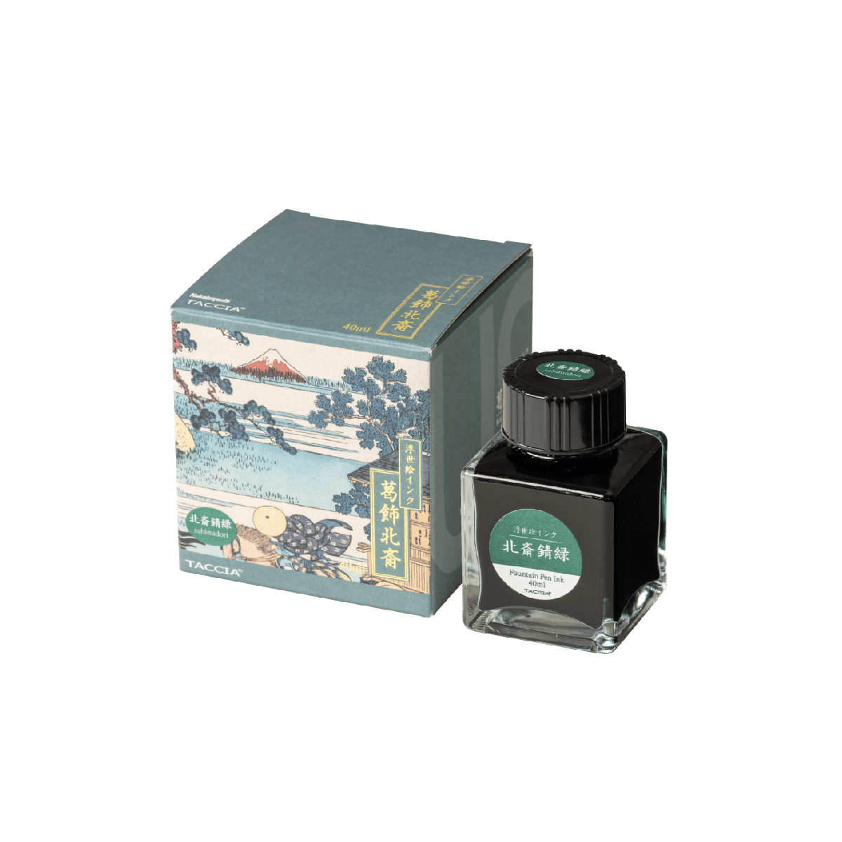 Nakabayashi Fountain Pen Ink Sabimidori - Rust Green Nakabayashi - Taccia - Ukiyo-e Fountain Pen Ink - 40mL Bottles - Hokusai Series