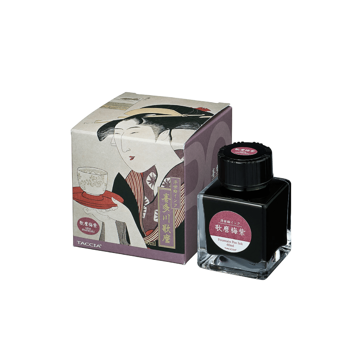 Nakabayashi Fountain Pen Ink Ume Murasaki - Plum Purple Nakabayashi - Taccia - Ukiyo-e Fountain Pen Ink - 40mL Bottles - Utamaro Series