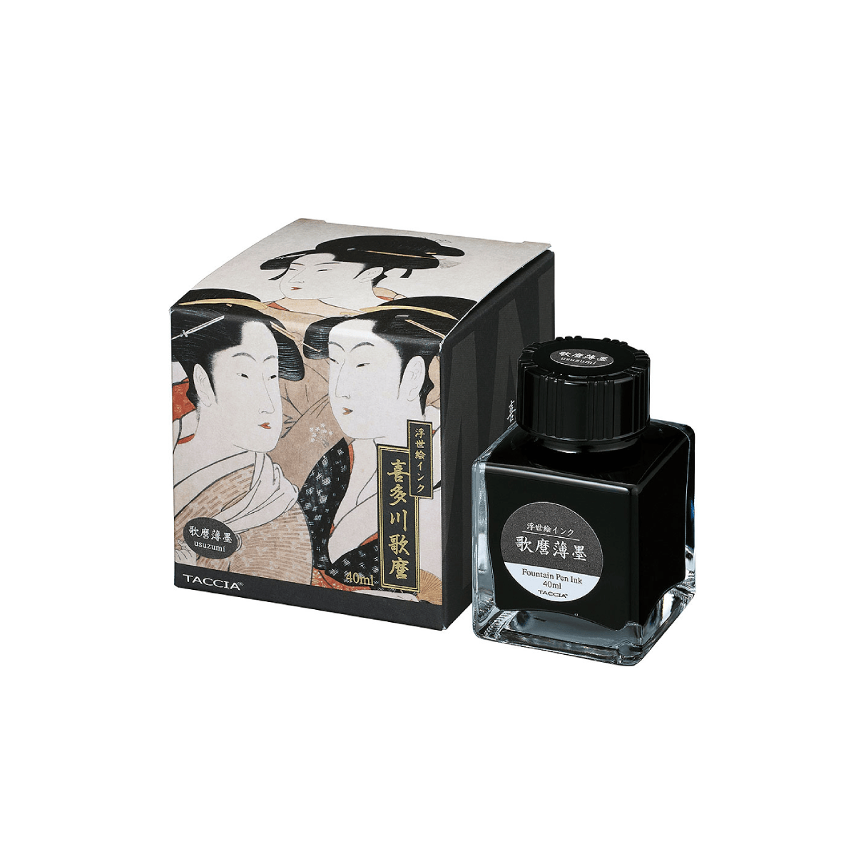 Nakabayashi Fountain Pen Ink Usuzumi - Light Ink Black Nakabayashi - Taccia - Ukiyo-e Fountain Pen Ink - 40mL Bottles - Utamaro Series