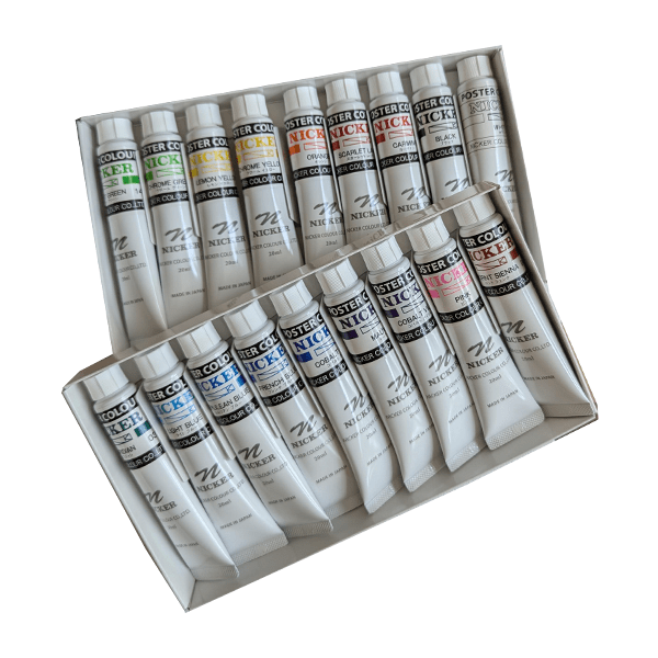 Nicker Colour Poster Paint Nicker - Poster Colours - Set of 18 Colours - 20mL Tubes