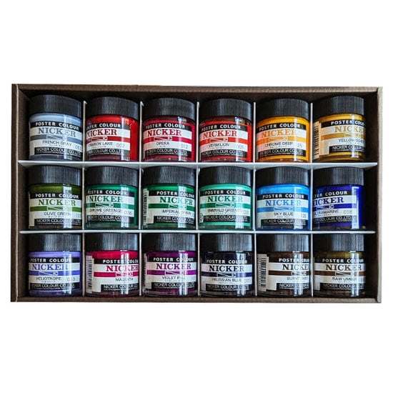 Nicker Colour Poster Paint Nicker - Poster Colours - Set of 36 Colours - 40mL Jars