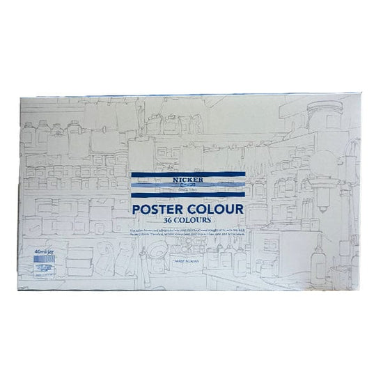 Nicker Colour Poster Paint Nicker - Poster Colours - Set of 36 Colours - 40mL Jars