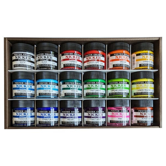 Nicker Colour Poster Paint Nicker - Poster Colours - Set of 36 Colours - 40mL Jars