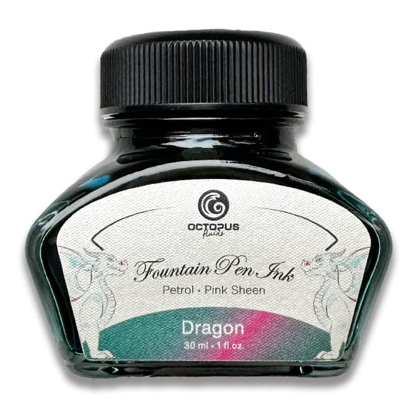 Octopus Fluids Drawing Ink Dragon (Petrol/Pink) Octopus Fluids - Sheen Fountain Pen Ink - 30mL Bottles