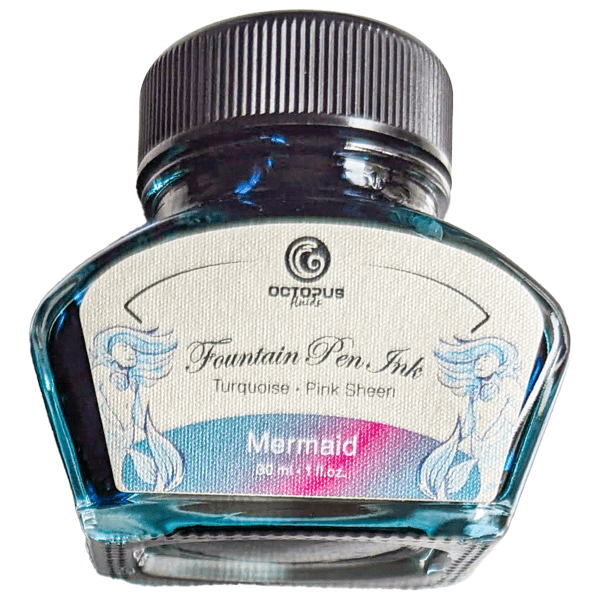 Octopus Fluids Drawing Ink Mermaid (Turquoise/Pink) Octopus Fluids - Sheen Fountain Pen Ink - 30mL Bottles