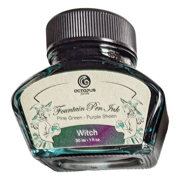 Octopus Fluids Drawing Ink Witch (Pine Green/Purple) Octopus Fluids - Sheen Fountain Pen Ink - 30mL Bottles