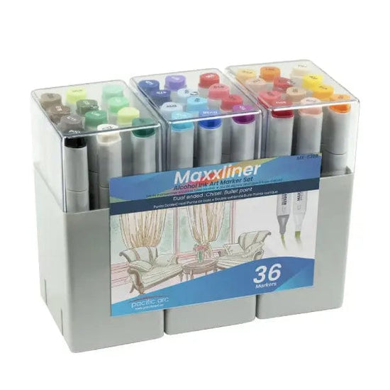 Pacific Arc Alcohol-Based Marker Set Maxxliner - Alcohol Ink Art Markers - 36 Colour Set - Item #MX-S36B