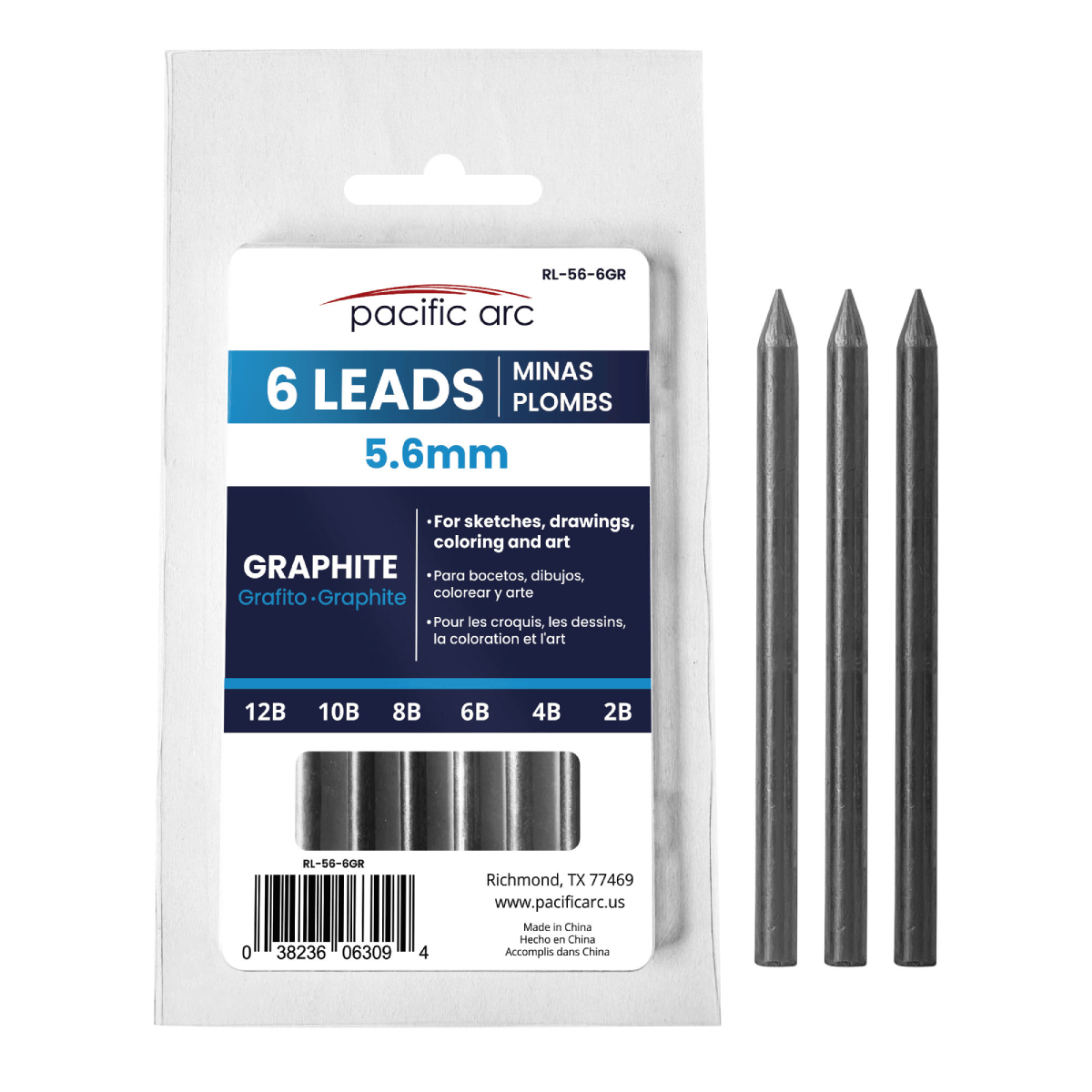 Pacific Arc Lead Refill Pacific Arc - 5.6mm Graphite Lead Refill - 6 Pack Assortment