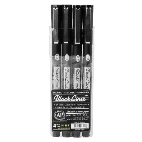 Pacific Arc Pigment Liner Set Pacific Arc - Blackliner - Set of 4 Pigment Fineliners - Item #BL700413