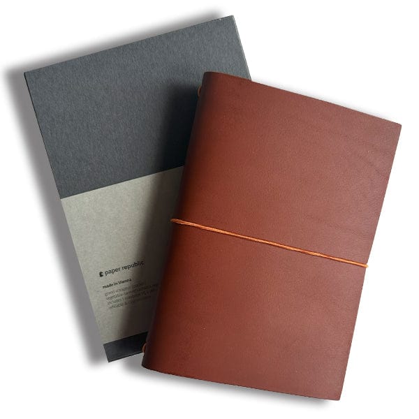Paper Republic Notebook - Blank Paper Republic - Grand Voyageur - Pocket Leather Journal - Cognac - Item #gv01-01