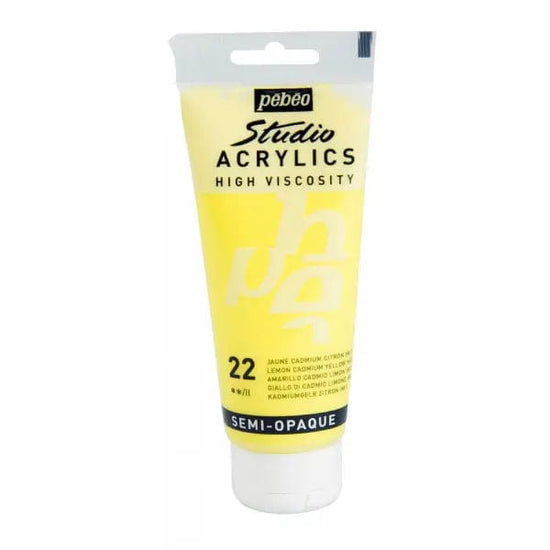 Pebeo Acrylic Paint Lemon Cadmium Yellow hue Pebeo - Studio Acrylics - High Viscosity Colour - 100mL Tubes