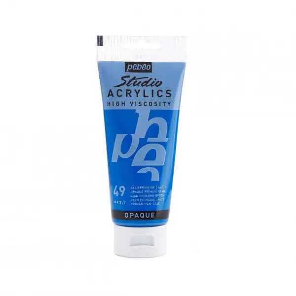 Pebeo Acrylic Paint Opaque Primary Cyan Pebeo - Studio Acrylics - High Viscosity Colour - 100mL Tubes