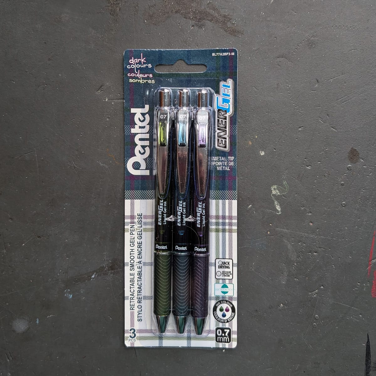 Pentel Ballpoint Pen Set Pentel - EnerGel - Retractable Liquid Gel Ballpoint Pens - Set of 3 Dark Colours