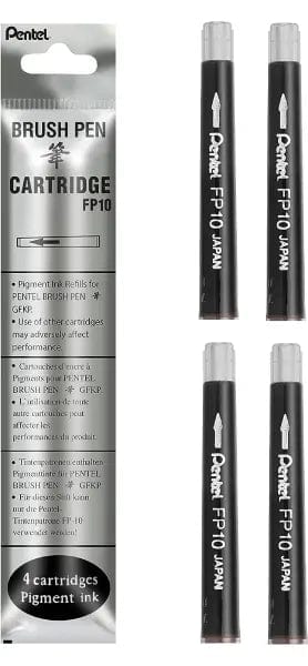 Pentel Ink Cartridge Pentel - Pocket Brush Pen - Pack of 4 Refills - Black Ink - Item #FP10-AO