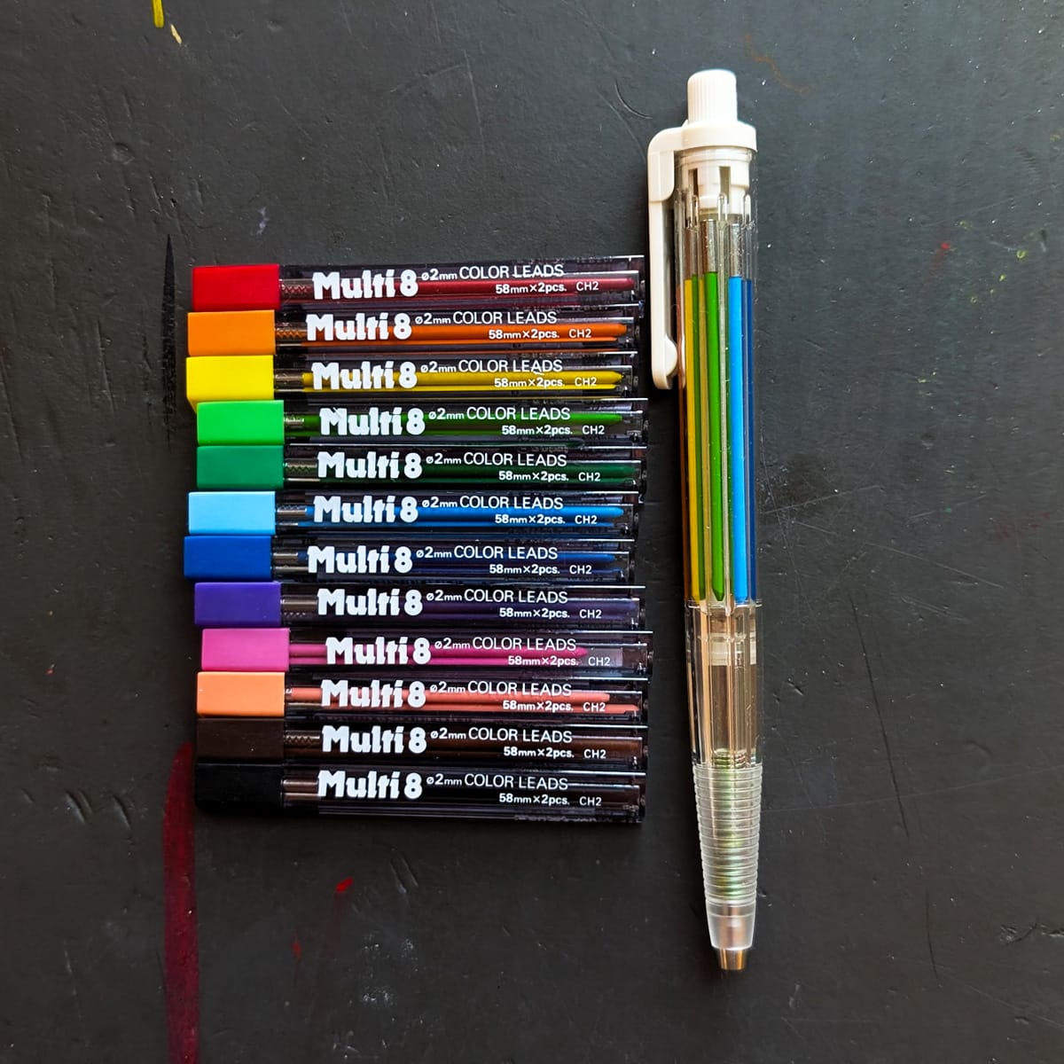 Pentel Mechanical Pencil Pentel - Art Multi 8 - 8 Colour Lead Holder & 12 Colour Refills