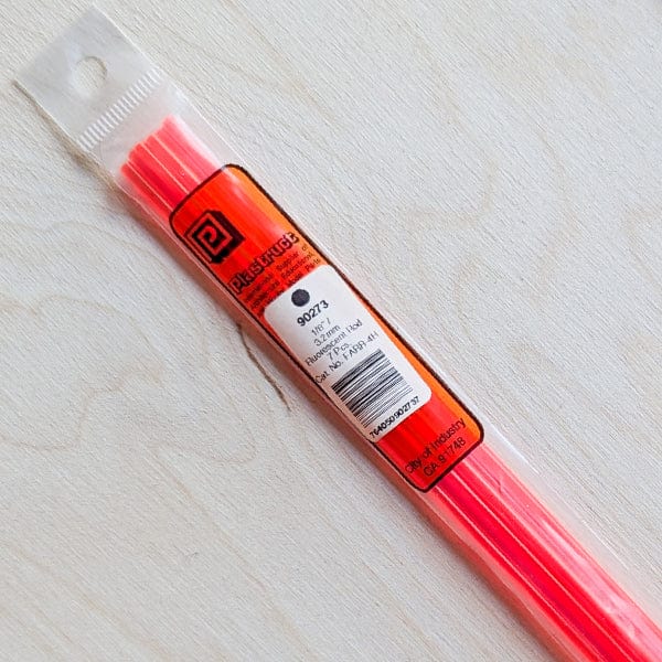 Plastruct Model Building Supplies Red Plastruct - Fluorescent Rods - 1/8x10" - 7 Packs
