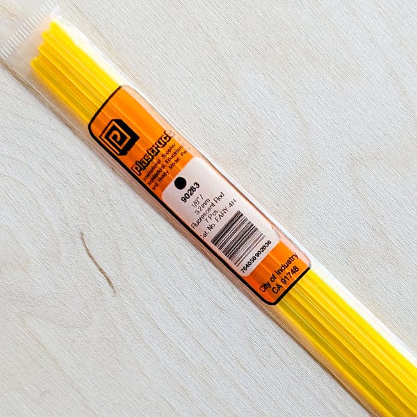 Plastruct Model Building Supplies Yellow Plastruct - Fluorescent Rods - 1/8x10" - 7 Packs