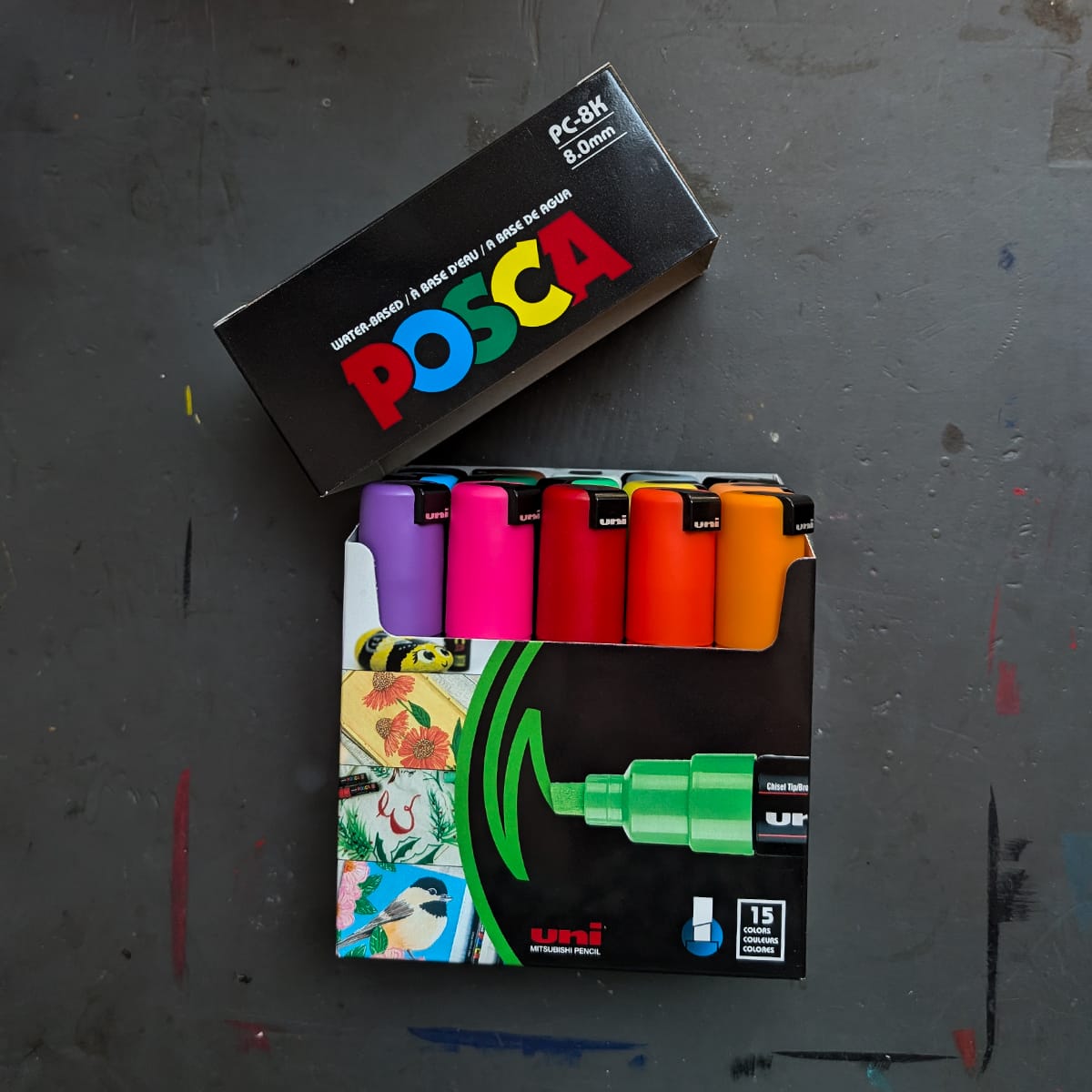 Posca Paint Marker Set Posca - PC-8K - Broad Chisel Tip Paint Markers - Set of 15 Colours