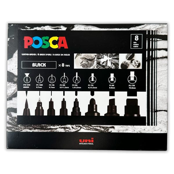 Posca Paint Marker Set Uni - Posca - Paint Marker Set - 8 Piece All Black - Item #PC-MIX BLACK 8P