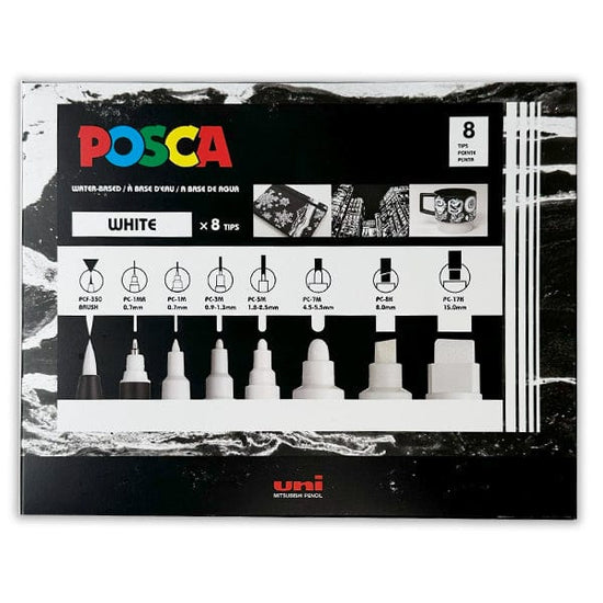 Posca Paint Marker Set Uni - Posca - Paint Marker Set - 8 Piece All White - Item #PC-MIX WHITE 8P