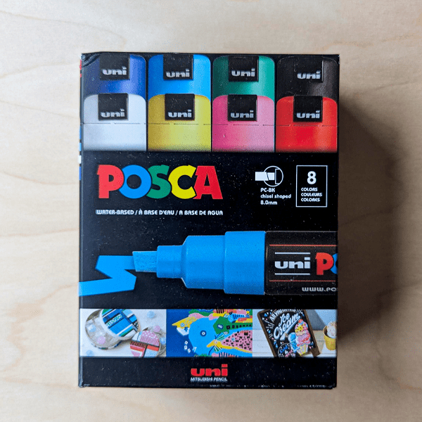 Posca Paint Marker Set Uni - Posca - Paint Marker Set - 8 Pieces - Basic Colours - Broad Chisel Tip - PC-8K