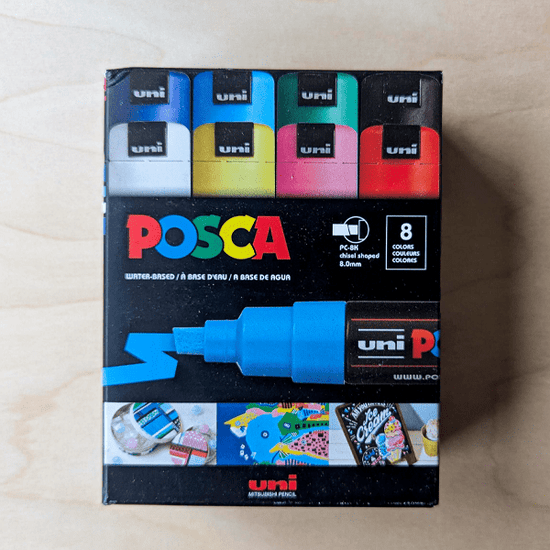 Posca Paint Marker Set Uni - Posca - Paint Marker Set - 8 Pieces - Basic Colours - Broad Chisel Tip - PC-8K