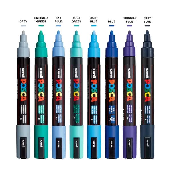 Posca Paint Marker Set Uni - Posca - Paint Marker Set - 8 Pieces - Cool Tone - Medium Tip - PC-5M