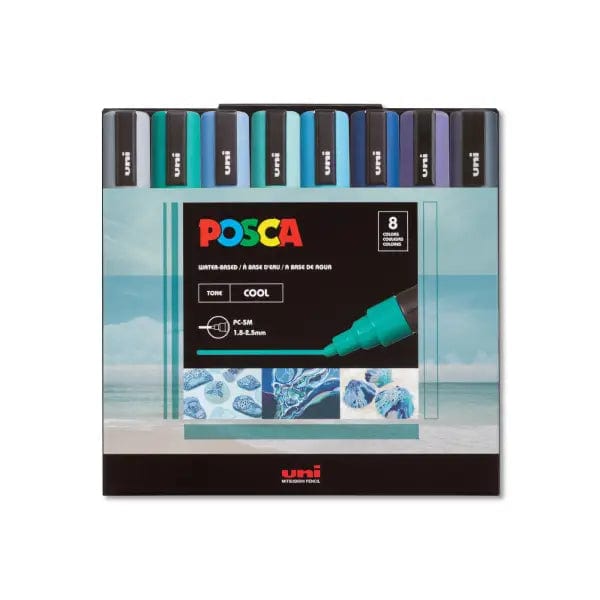 Posca Paint Marker Set Uni - Posca - Paint Marker Set - 8 Pieces - Cool Tone - Medium Tip - PC-5M