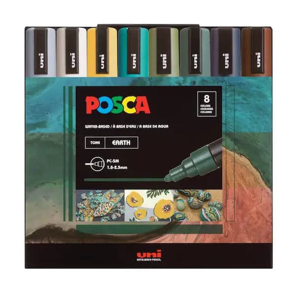 Posca Paint Marker Set Uni - Posca - Paint Marker Set - 8 Pieces - Earth Tone - Medium Tip - PC-5M