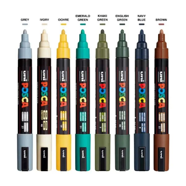 Posca Paint Marker Set Uni - Posca - Paint Marker Set - 8 Pieces - Earth Tone - Medium Tip - PC-5M