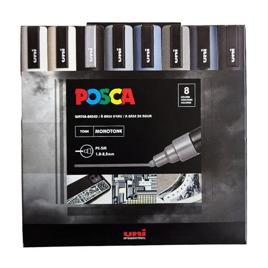 Posca Paint Marker Set Uni - Posca - Paint Marker Set - 8 Pieces - Monotone - Medium Tip - PC-5M