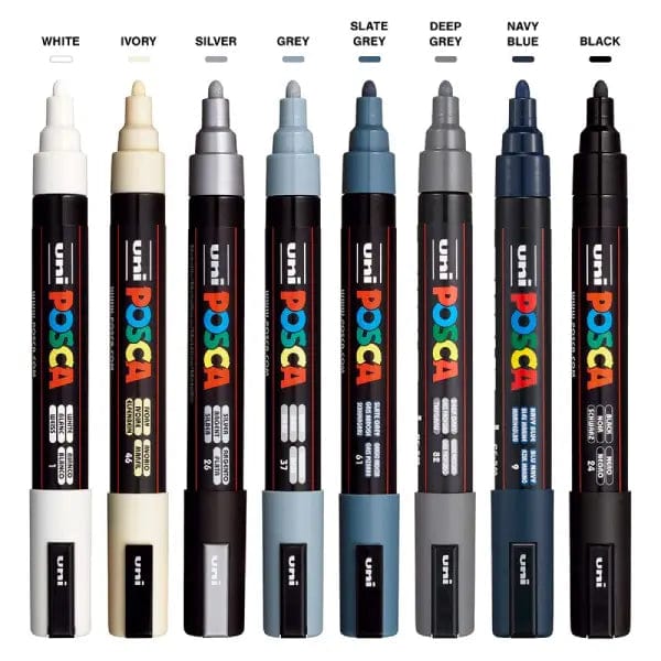 Posca Paint Marker Set Uni - Posca - Paint Marker Set - 8 Pieces - Monotone - Medium Tip - PC-5M