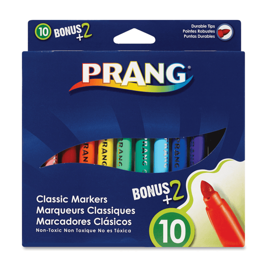 Prang Felt Tip Marker Set Prang - Classic Markers - 10 Colour Set with 2 Bonus Colours