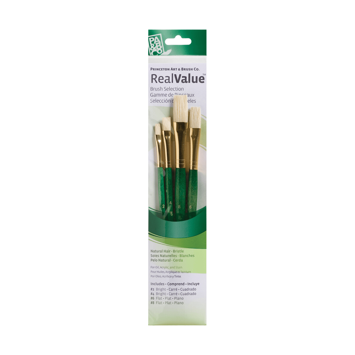 Princeton Artist Brush Co. Natural Hair Brush Set Princeton - Real Value - Short Handle Bristle Brushes - Set #9112 - 4 Pack